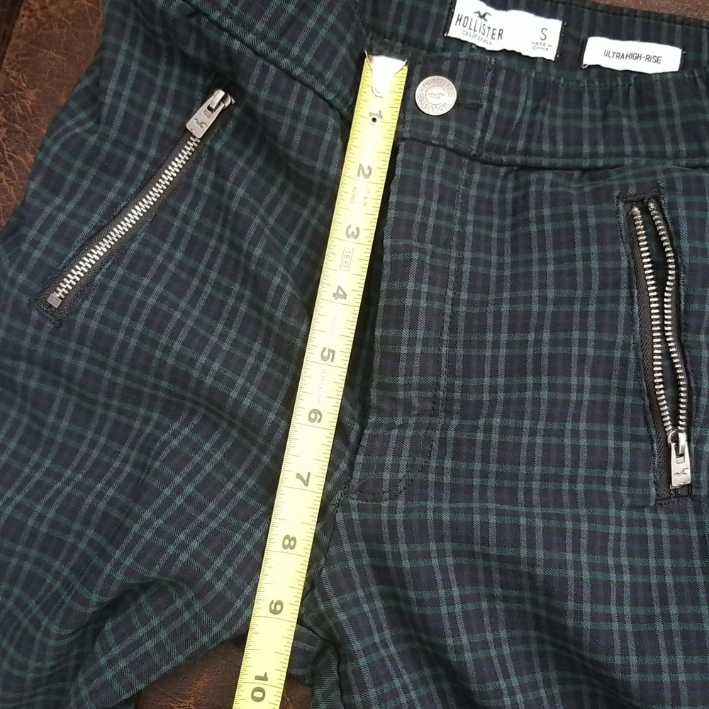 #R - Hollister Women Ultra High Rise Plaid Pants Blue Green Black Size S - Picture 4 of 11